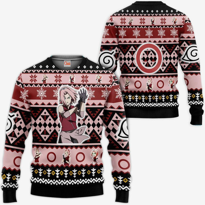 Haruno Sakura Ugly Christmas Sweater Custom Xmas Gifts Idea - 1 - GearAnime