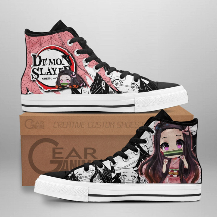 Cute Nezuko High Top Shoes Custom Anime Demon Slayer Sneakers - 1 - GearAnime