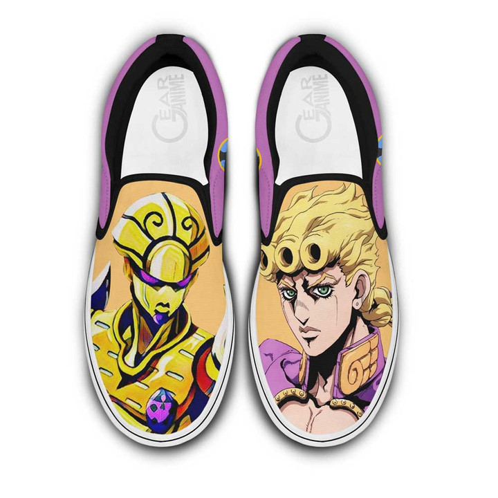 Giorno Giovanna Slip On Sneakers Custom Anime JoJo's Bizarre Adventure Shoes - 1 - GearAnime
