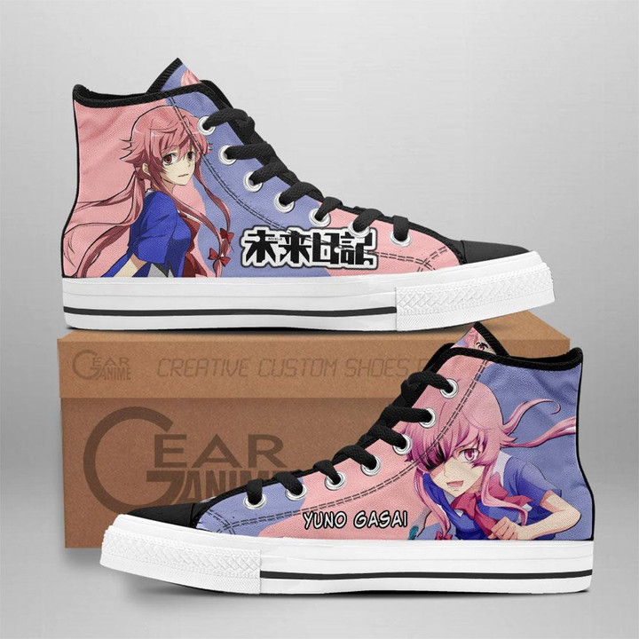 Mirai Nikki The Future Diary Yuno Gasai High Top Shoes Custom Anime Sneakers - 1 - GearAnime