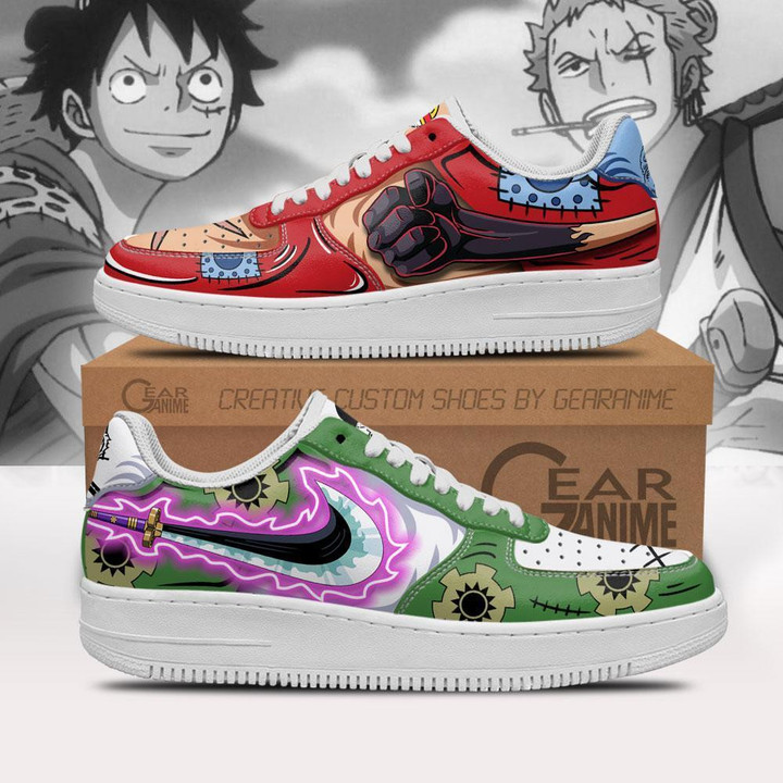 Luffy and Zoro Air Sneakers Custom Wano One Piece Anime Shoes - 1 - GearAnime