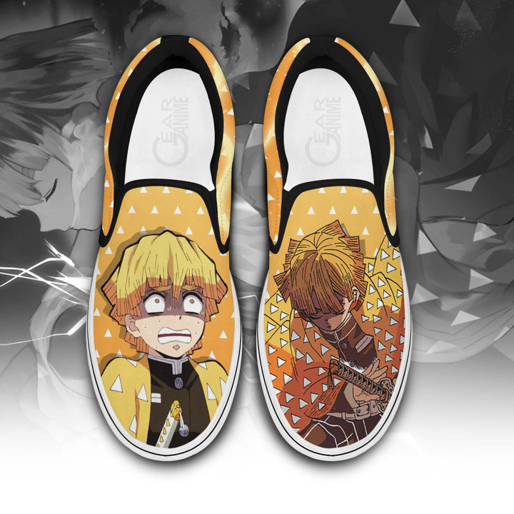 Zenitsu Slip On Sneakers Canvas Custom Demon Slayer Anime Shoes - 1 - GearAnime