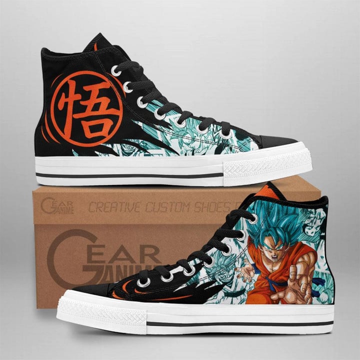 Goku Blue High Top Shoes Custom Manga Anime Dragon Ball Sneakers - 1 - GearAnime