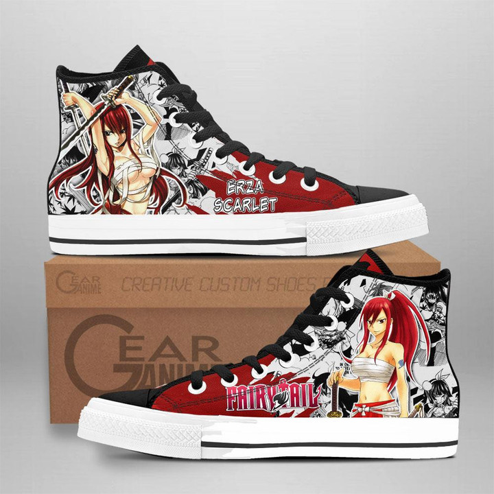 Erza Scarlet High Top Shoes Custom Fairy Tail Anime Sneakers - 1 - GearAnime