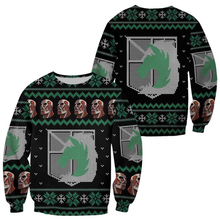 Attack On Titan Ugly Christmas Sweater Military Badged Police Xmas Gift Custom Clothes - 1 - GearAnime