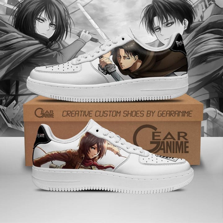 Levi and Mikasa Ackerman Shoes AOT Custom Anime Sneakers PT11 - 1 - GearAnime