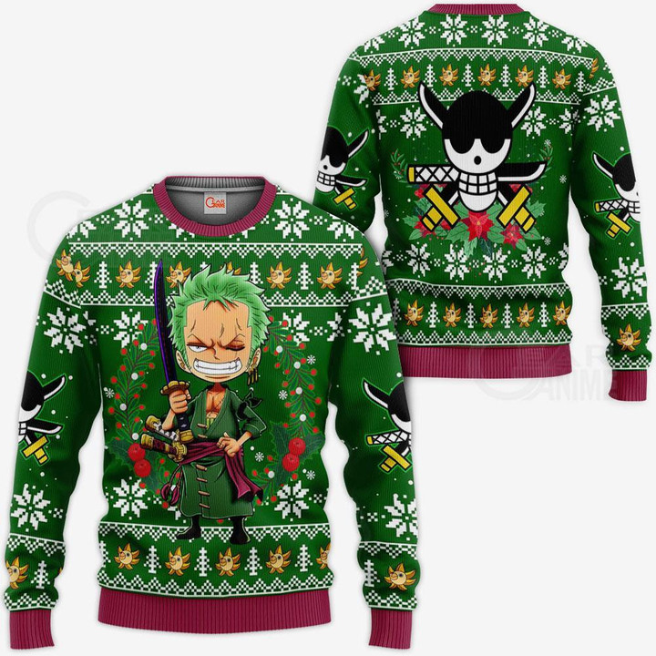 Zoro Ugly Christmas Sweater One Piece Anime Xmas Gift VA10 - 1 - GearAnime