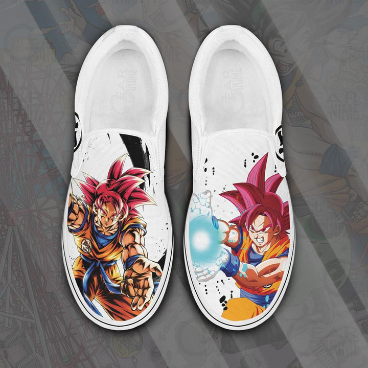 Goku God Slip On Sneakers Canvas Dragon Ball Custom Anime Shoes - 1 - GearAnime