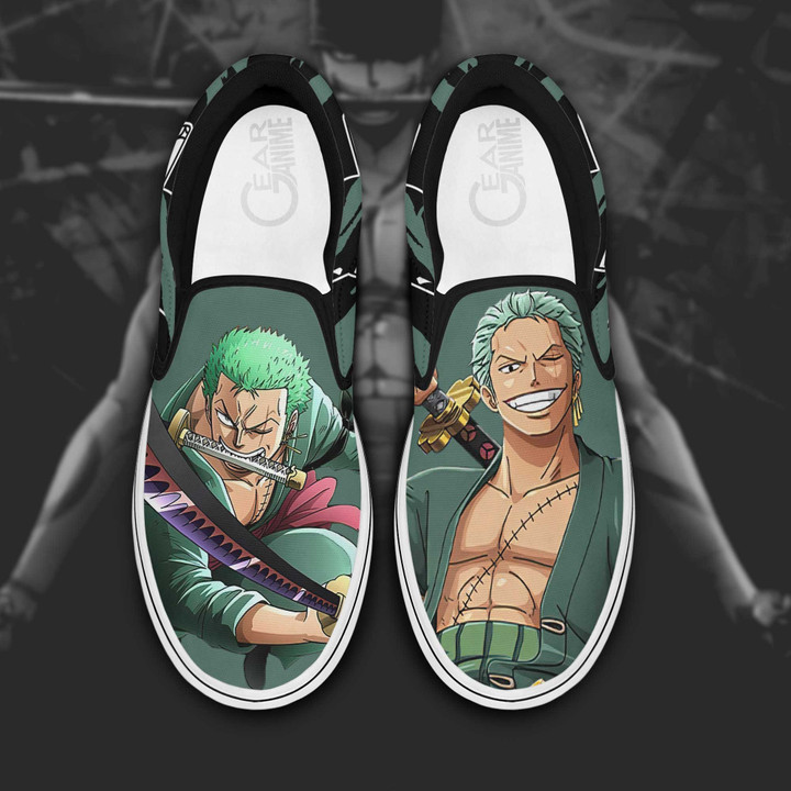 Roronoa Zoro Slip On Sneakers One Piece Custom Anime Shoes - 1 - GearAnime