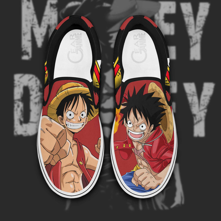 Monkey D Luffy Slip On Sneakers One Piece Custom Anime Shoes - 1 - GearAnime