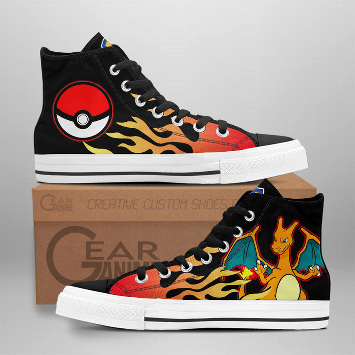 Charizard High Top Shoes Custom Pokemon Anime Sneakers Flame Style