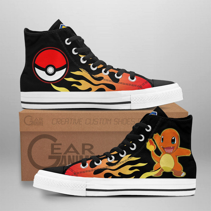 Charmander High Top Shoes Custom Pokemon Sneakers Flame Style