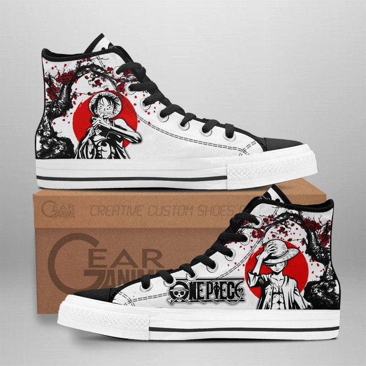 Luffy High Top Shoes Custom Anime One Piece Sneakers Japan Style