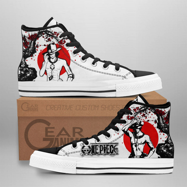 Portgas Ace High Top Shoes Custom Anime One Piece Sneakers Japan Style