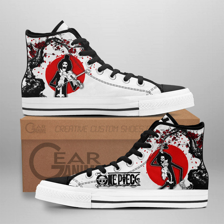 Brook High Top Shoes Custom Anime One Piece Sneakers Japan Style