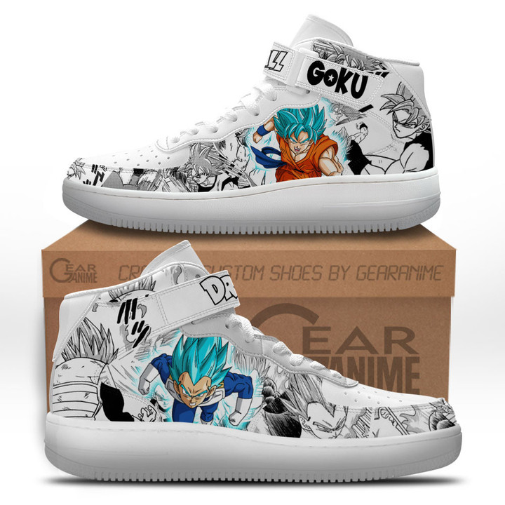 Goku Blue and Vegeta Blue Sneakers Air Mid Custom Dragon Ball Anime Shoes Mix MangaGear Anime