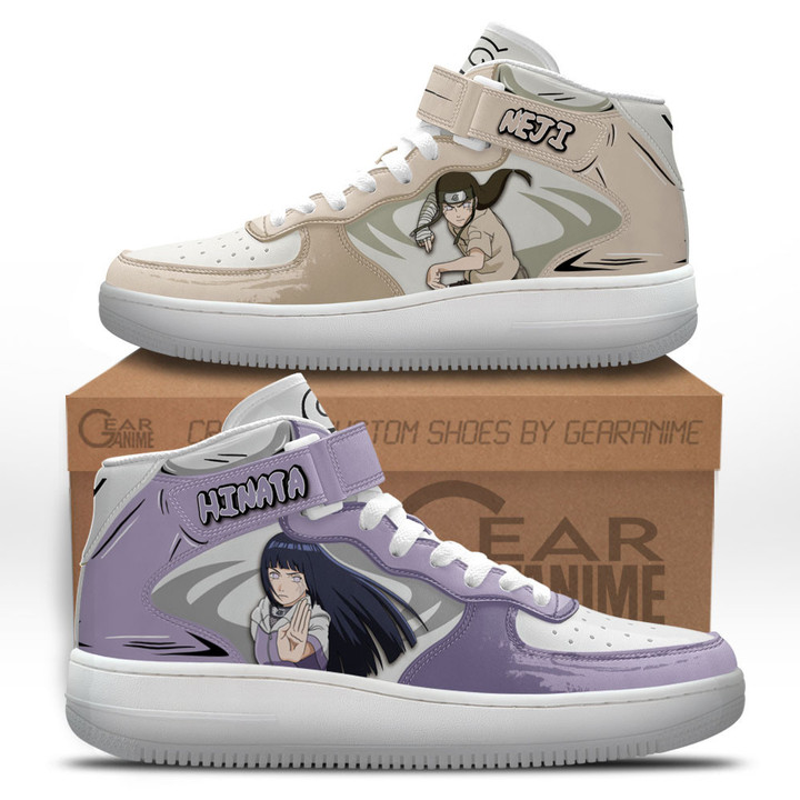Neji and Hinata Hyuga Sneakers Air Mid Custom Anime Shoes for OtakuGear Anime