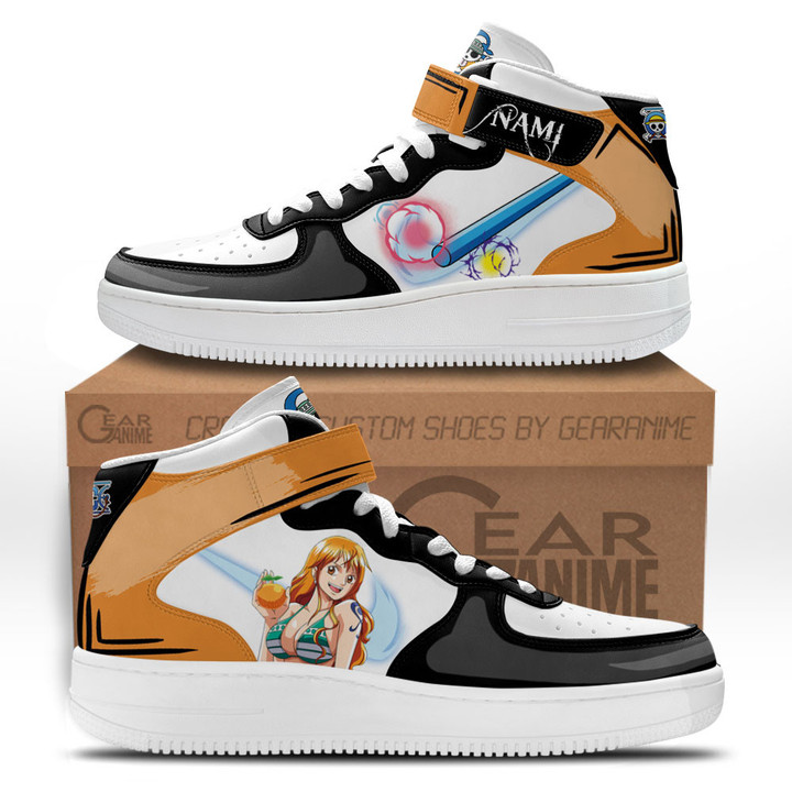 Nami Sneakers Air Mid Custom Anime One Piece Shoes for OtakuGear Anime