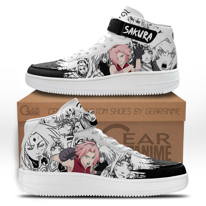 Sakura Haruno Sneakers Air Mid Custom Anime Shoes Mix Manga for OtakuGear Anime