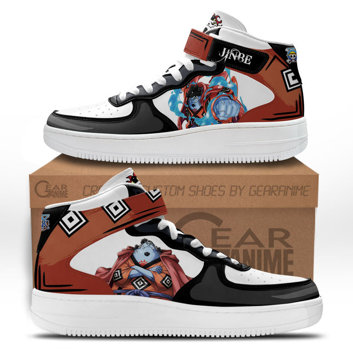 Jinbe Sneakers Air Mid Custom One Piece Anime Shoes for OtakuGear Anime