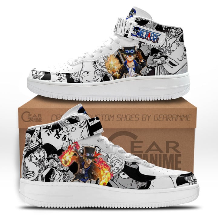 Sabo Sneakers Air Mid Custom One Piece Anime Shoes Mix MangaGear Anime