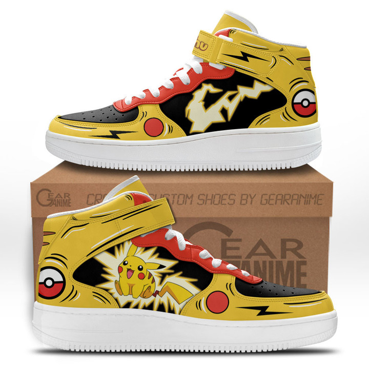 Pikachu Thunderbolt Sneakers Air Mid Pokemon Anime Shoes for OtakuGear Anime