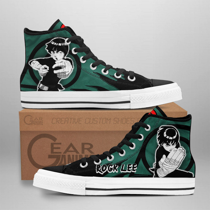 Rock Lee High Top Shoes Anime Sneakers Manga Style