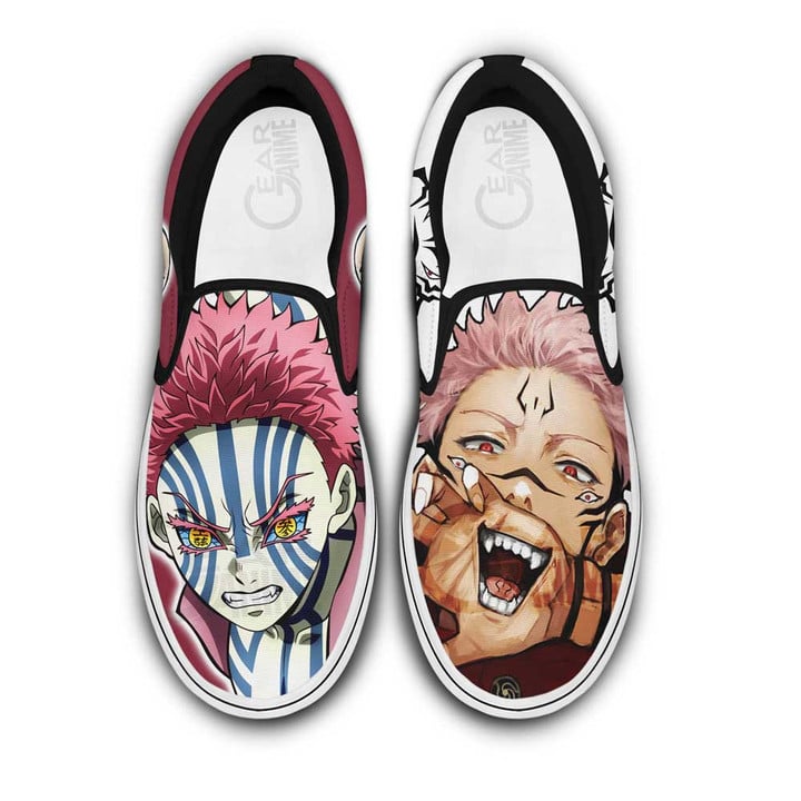 Akaza and Sukuna Slip-On Shoes Canvas Custom Anime Shoes