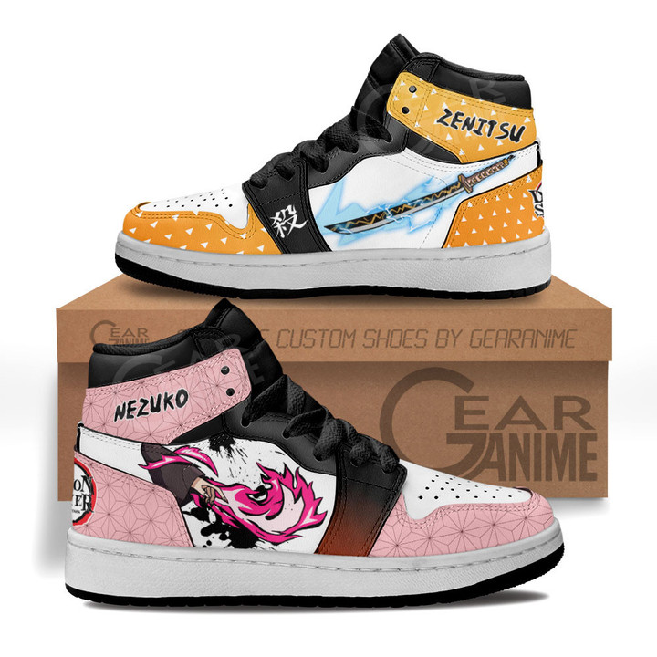 Zenitsu and Nezuko Skills Kids Sneakers Demon Slayer Anime Kids Shoes for OtakuGear Anime