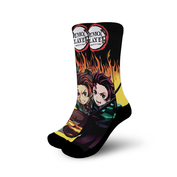 Tanjiro Sun Breathing Socks Demon Slayer Custom Anime Socks Flames Style