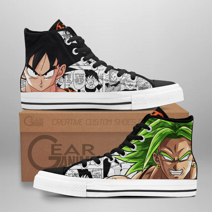 Goku and Broly High Top Shoes Dragon Ball Custom Anime Sneakers Mix Manga