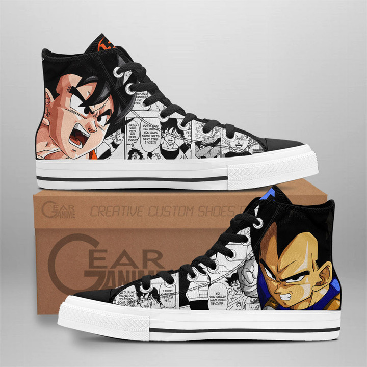 Goku and Vegeta High Top Shoes Dragon Ball Custom Anime Sneakers Mix Manga