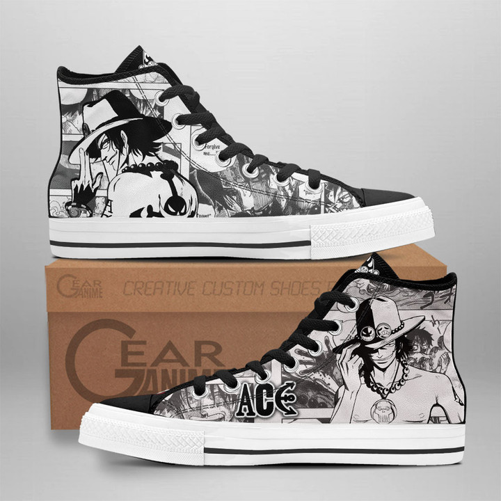 Portgas D. Ace High Top Shoes One Piece Custom Manga Sneakers
