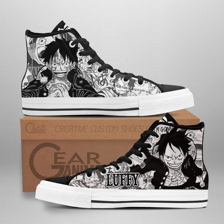 Monkey D. Luffy High Top Shoes One Piece Custom Manga Sneakers