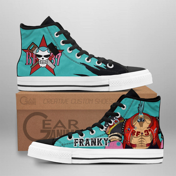 Franky High Top Shoes One Piece Red Custom Anime Sneakers Gear Anime