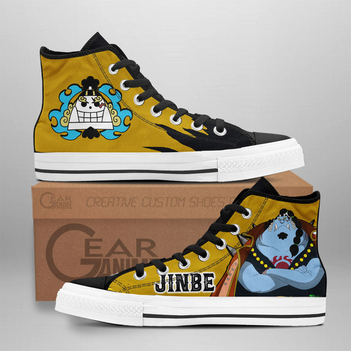 Jinbe High Top Shoes One Piece Red Custom Anime Sneakers Gear Anime