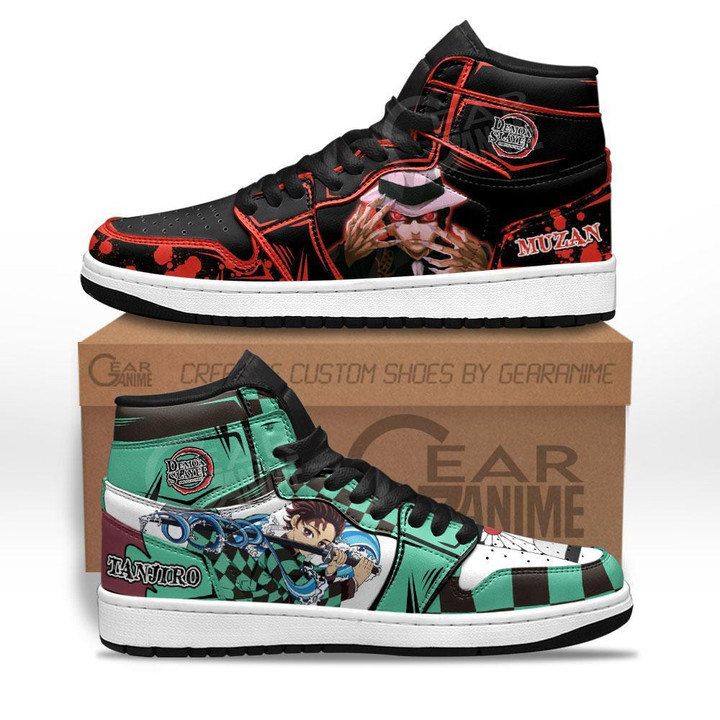 Tanjiro and Muzan Sneakers Custom Anime Demon Slayer Shoes - 1 - GearAnime