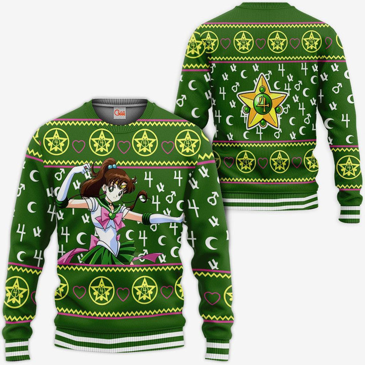 Sailor Jupiter Ugly Christmas Sweater Sailor Moon Anime Xmas Gifts Idea - 1 - GearAnime