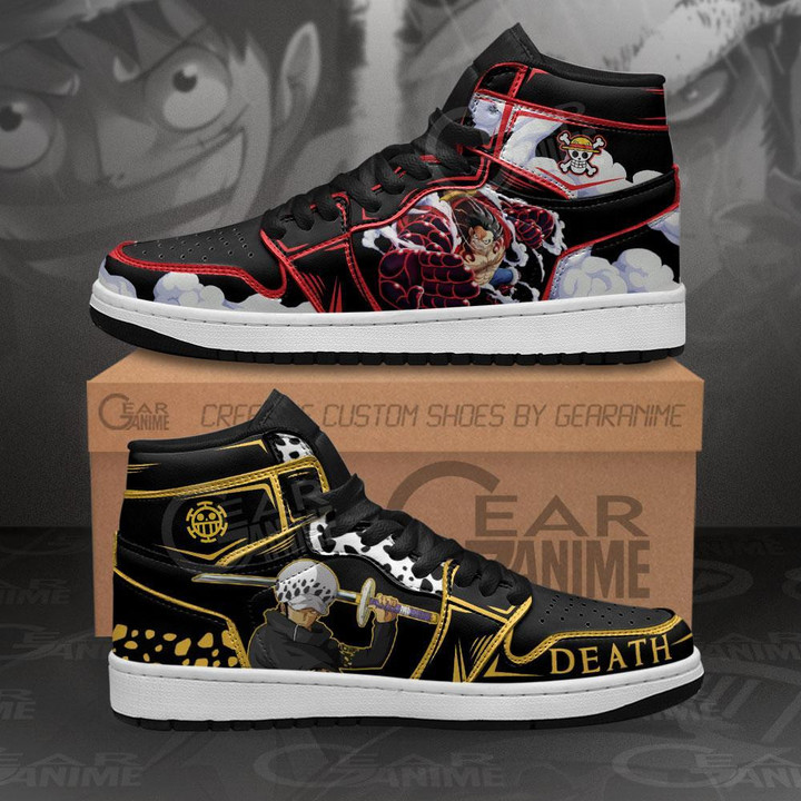 Luffy and Trafalgar Law Sneakers Custom One Piece Anime Shoes Friend Gifts - 1 - GearAnime