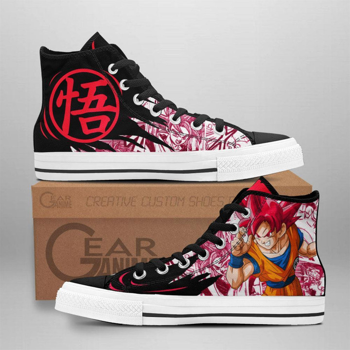 Goku Saiyan God High Top Shoes Custom Manga Anime Dragon Ball Sneakers - 1 - GearAnime
