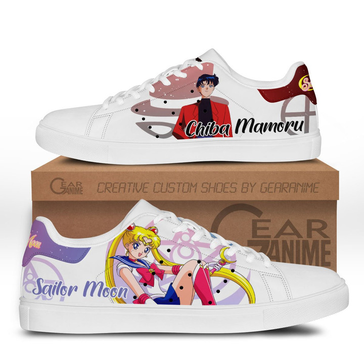 Sailor Moon And Tuxedo Mask Skate Sneakers Custom Anime Sailor Moon Shoes - 1 - GearAnime