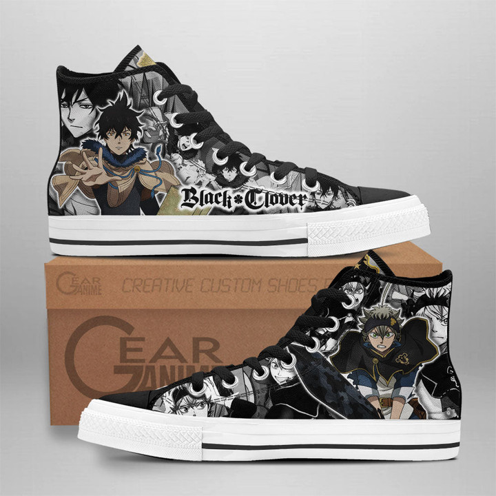 Yuno and Asta High Top Shoes Custom Black Clover Anime Sneakers - 1 - GearAnime