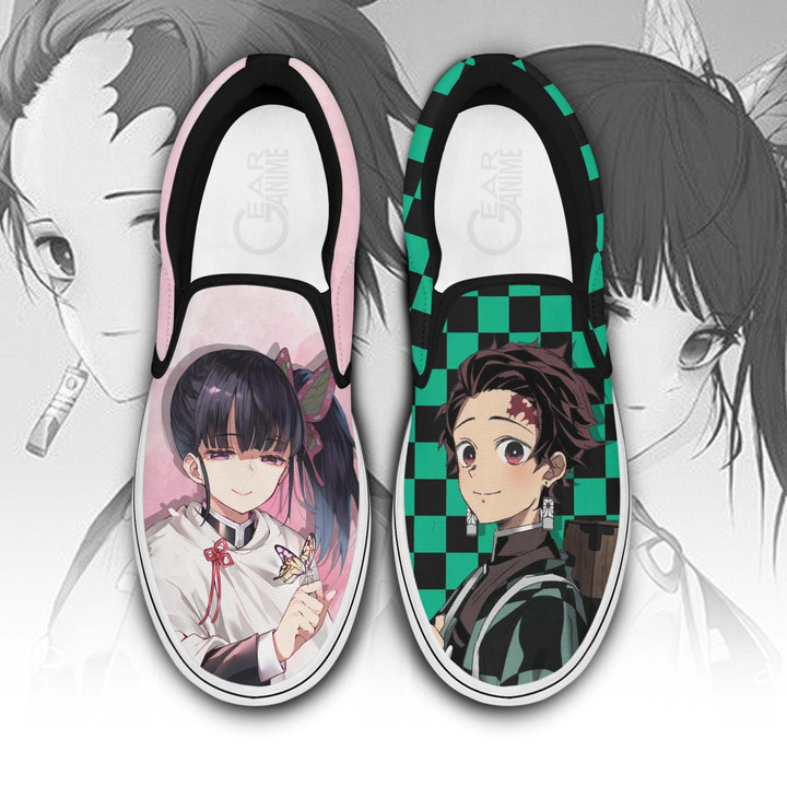 Tanjiro and Kanao Slip On Sneakers Demon Slayer Custom Anime Shoes - 1 - GearAnime