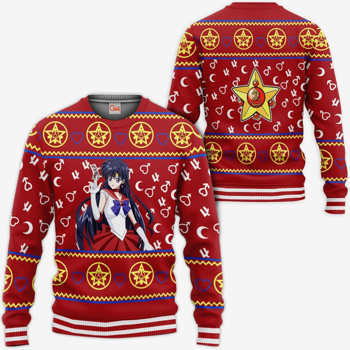 Sailor Mars Ugly Christmas Sweater Sailor Moon Anime Xmas Gifts Idea - 1 - GearAnime