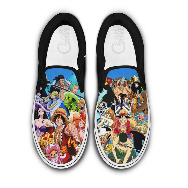 Straw Hat Pirates Slip On Sneakers Custom Anime One Piece Shoes - 1 - GearAnime