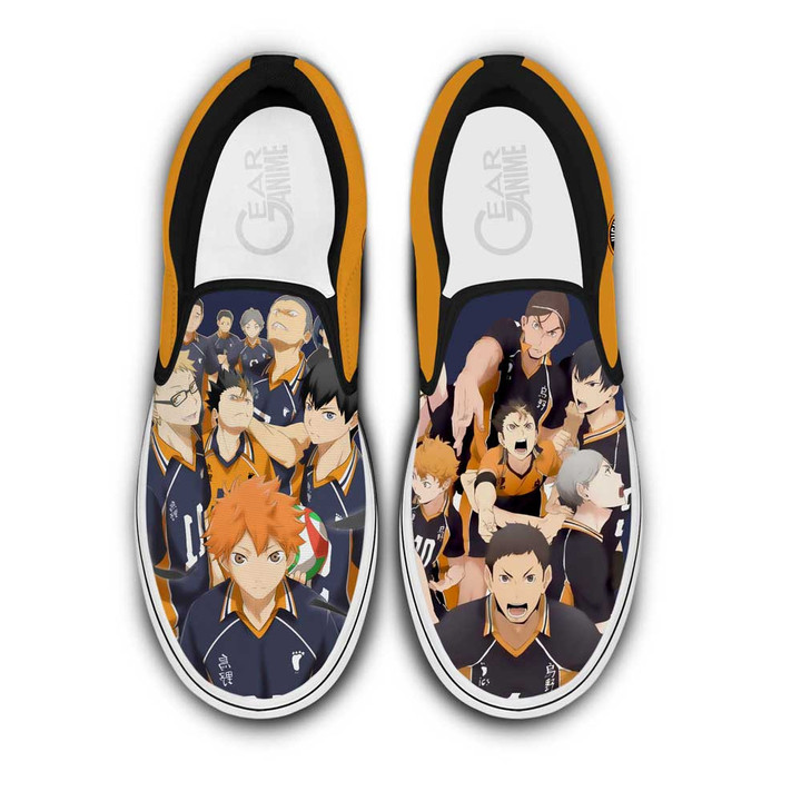 Karasuno Slip On Sneakers Custom Anime Haikyuu Shoes - 1 - GearAnime
