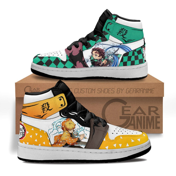 Zenitsu and Tanjiro Kids Sneakers Custom Anime Demon Slayer Kids Shoes - 1 - GearAnime