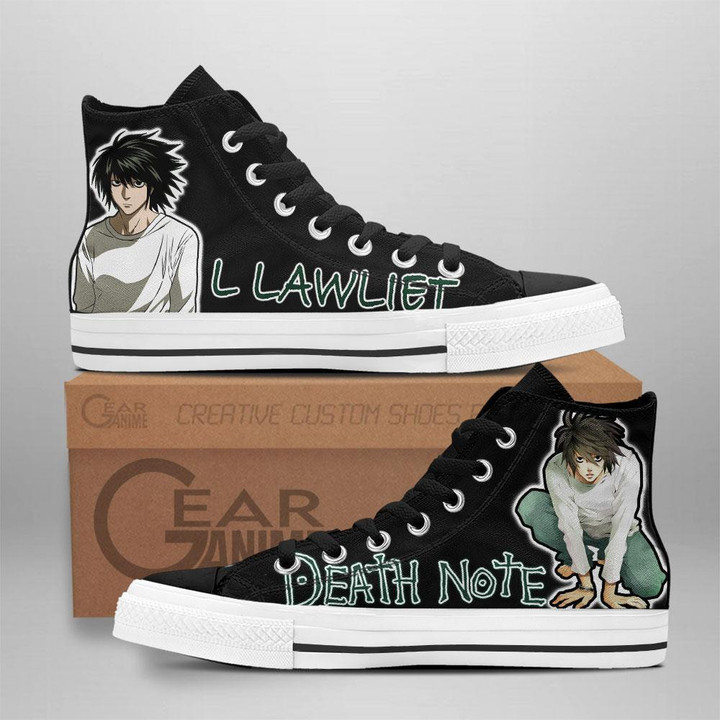 L Lawliet High Top Shoes Custom Death Note Anime Sneakers - 1 - GearAnime
