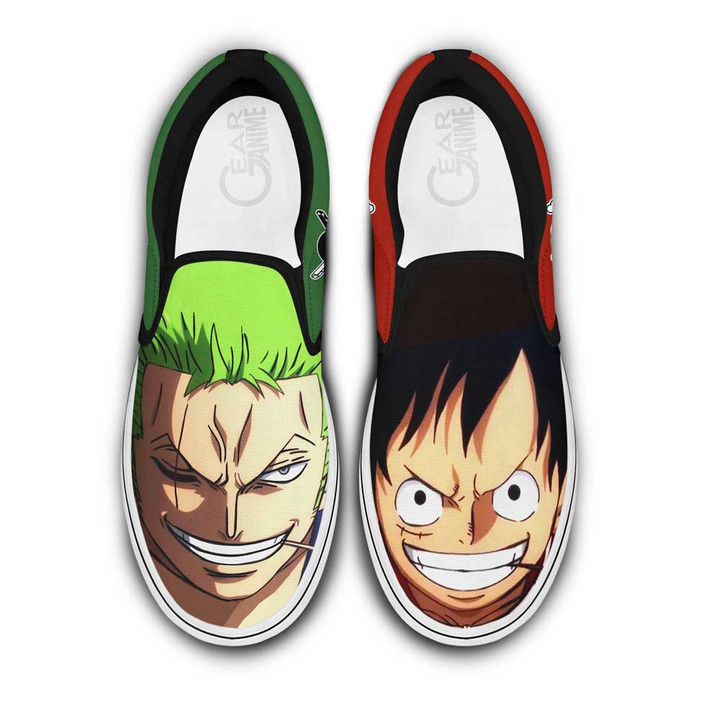 Luffy and Zoro Slip On Sneakers Custom Wano One Piece Anime Shoes - 1 - GearAnime