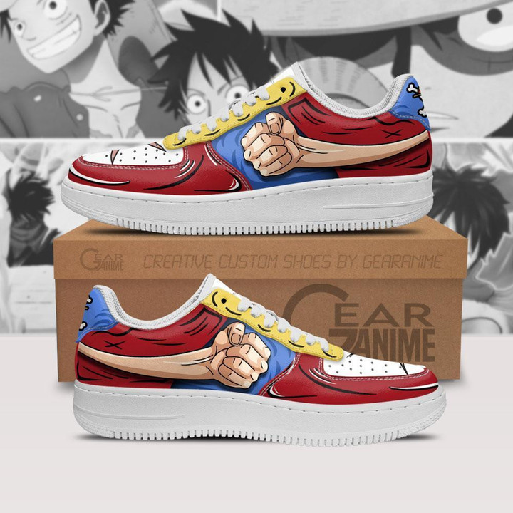 Luffy Gomu Gomu Air Sneakers Custom Anime One Piece Shoes - 1 - GearAnime